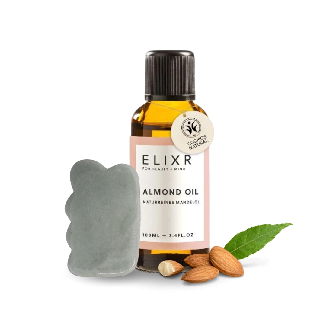 Gua Sha + Mandelöl - Box - Massage und Hautpflege